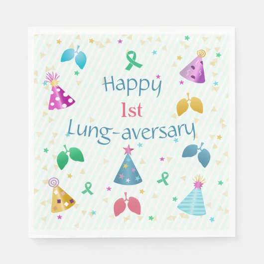 Happy Lung-aversary Green Stripe Party Servet (Voorkant)