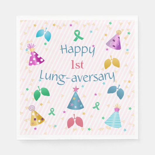 Happy Lung-aversary Party Roze Streep Servet (Voorkant)