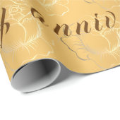 Happy Luxury Gold Floral 50th Jubileum Cadeaupapier (Rol Hoek)