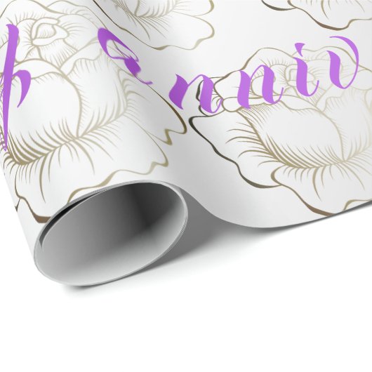 Happy Luxury Silver Floral 25th Jubileum Cadeaupapier (Rol Hoek)