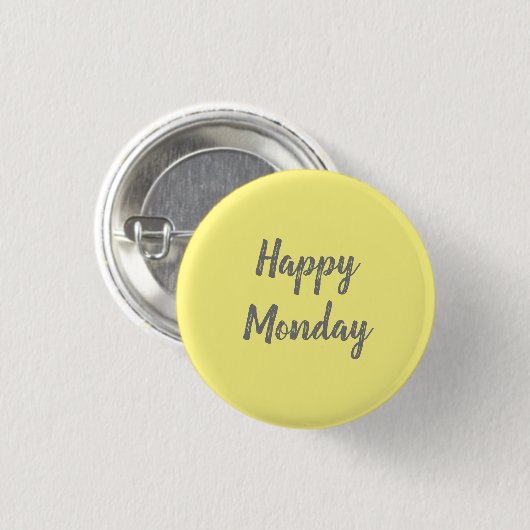 Happy Maandag op gele achtergrond Ronde Button 3,2 Cm (Voorkant /achterkant)