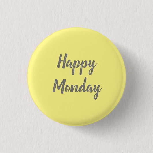 Happy Maandag op gele achtergrond Ronde Button 3,2 Cm (Voorkant)