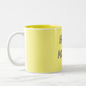 Happy Maandag op gele achtergrond Tweekleurige Koffiemok (Links)