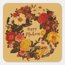 Happy Mabon Autumn Equinox Wreath op Herfst Gold