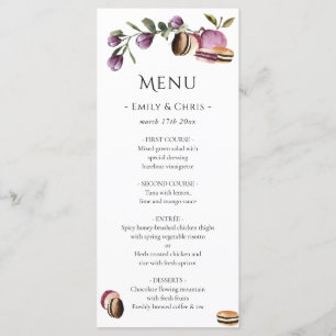 Happy Macaron   Elegant Violet Floral Modern Menu
