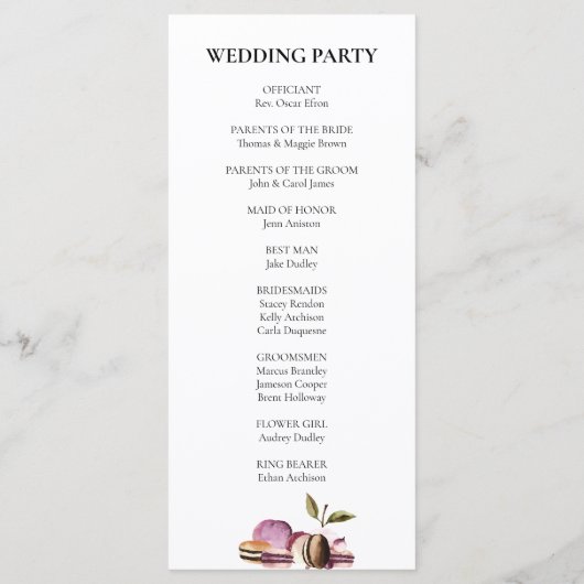 Happy Macaron | Elegant Violet Floral Modern Programmakaart (Achterkant)