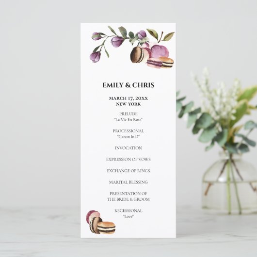 Happy Macaron | Elegant Violet Floral Modern Programmakaart (Staand voorkant)