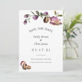 Happy Macaron | Elegant Violet Floral Modern Save The Date (Staand voorkant)
