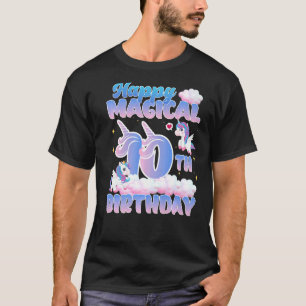 Happy Magical 10th Birthday Flying Unicorns Birthd T-shirt
