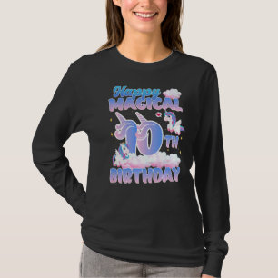 Happy Magical 10th Birthday Flying Unicorns Birthd T-shirt
