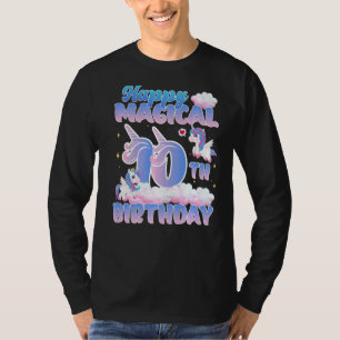 Happy Magical 10th Birthday Flying Unicorns Birthd T-shirt