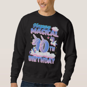 Happy Magical 10th Birthday Flying Unicorns Birthd Trui