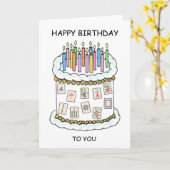 Happy Mahjong verjaardagstaart en kaarsen Kaart (Gele Bloem)