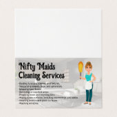 Happy Maid with Feather Duster | Clean Living Room Visitekaartje (Buitenkant ongevouwen)