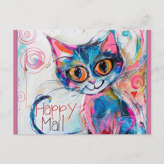 Happy Mail Cat Briefkaart (Voorkant)