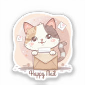 Happy Mail Cat Sticker (Voorkant)