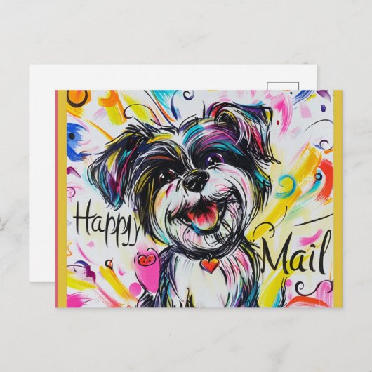 Happy Mail Dog Briefkaart (Voorkant / Achterkant)