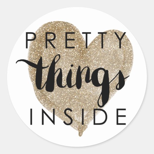 Happy Mail Gold Heart  dingen Ronde Sticker (Voorkant)