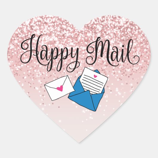 Happy mail hartsticker hart sticker (Voorkant)