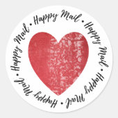 Happy Mail ・ Heart Stamp Red Ronde Sticker (Voorkant)