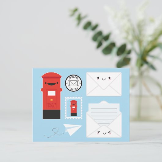 Happy Mail - Kawaii Post Briefkaart (Staand voorkant)