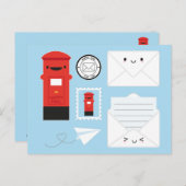 Happy Mail - Kawaii Post Briefkaart (Voorkant / Achterkant)
