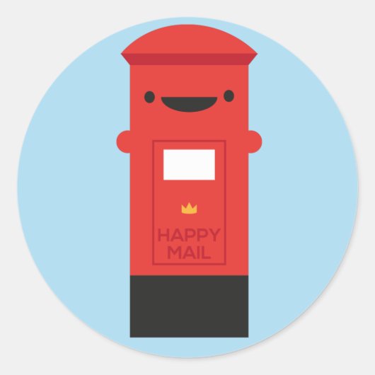 Happy Mail - Kawaii Postbus Ronde Sticker (Voorkant)