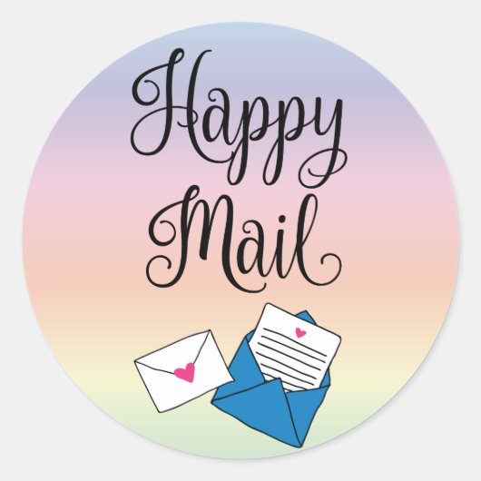 Happy mail klassieke ronde sticker (Voorkant)