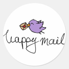 Happy mail rond zakelijke stickers met vogel