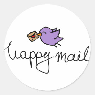 Happy mail rond zakelijke stickers met vogel