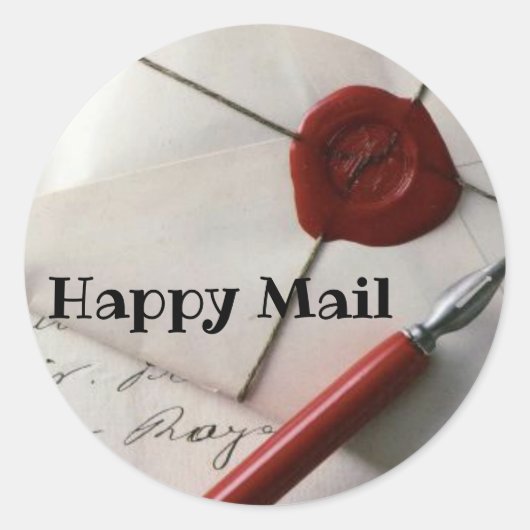 Happy Mail Ronde Sticker (Voorkant)