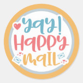 Happy Mail Ronde Sticker (Voorkant)