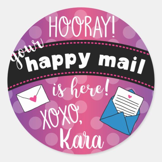 Happy mail ronde sticker (Voorkant)