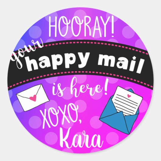 Happy mail ronde sticker (Voorkant)