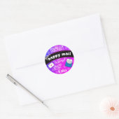 Happy mail ronde sticker (Envelop)