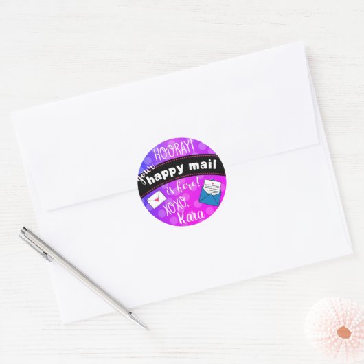Happy mail ronde sticker (Envelop)