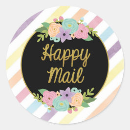 Happy Mail Sticker - pastel regenboog strepen goud