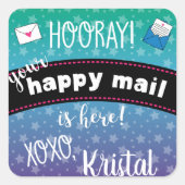 Happy mail vierkante sticker (Voorkant)