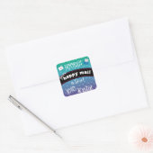 Happy mail vierkante sticker (Envelop)
