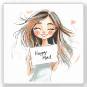 Happy Mail, vrouw Sticker (Voorkant)