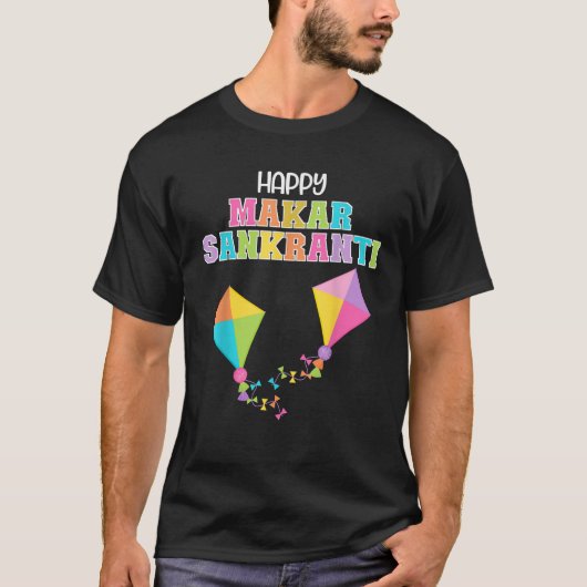 Happy Makar Sankranti Hindu Hinduism Kite Flying H T-shirt (Voorkant)