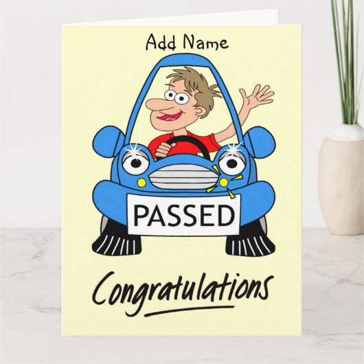 Happy Male heeft net een rijexamen afgelegd Kaart (Voorkant)