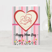 Happy Mam Day Moederdag met Stripes Flowers Ca Kaart (Voorkant)