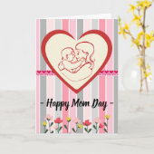 Happy Mam Day Moederdag met Stripes Flowers Ca Kaart (Gele Bloem)