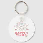 Happy Mama Bunny Rabbit Sleutelhanger (Voorkant)