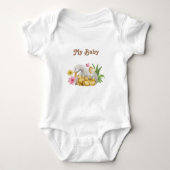 Happy mama Duck en Ducking Waterverf Cute Hearts Romper (Voorkant)