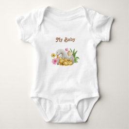 Happy mama Duck en Ducking Waterverf Cute Hearts Romper