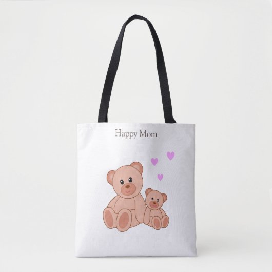 Happy mama en Cute Beren Tote Bag (Voorkant)