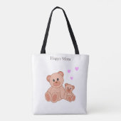 Happy mama en Cute Beren Tote Bag (Achterkant)
