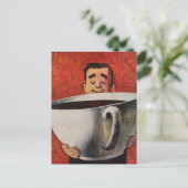  Happy Man Drink Giant Cup koffie Briefkaart (Staand voorkant)